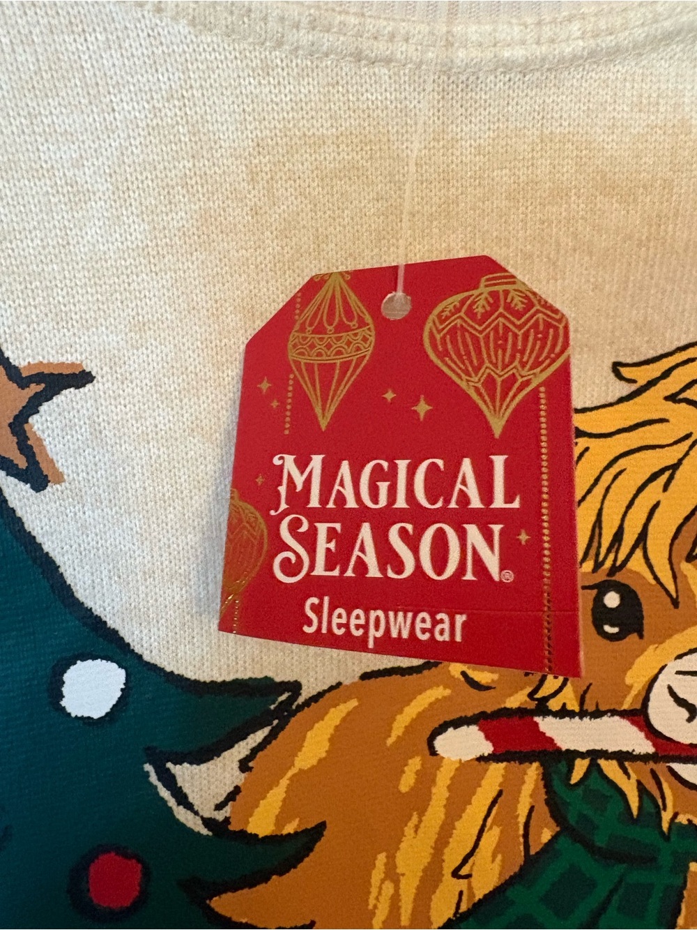 O Holy Cow NWT Cream Holiday Pajama Set/Festive Print/ pockets. Oversized XLarge - Picture 4 of 8